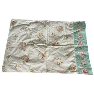 Vintage Montgomery Ward Pillowcase Floral Flowers White Blue Red Green